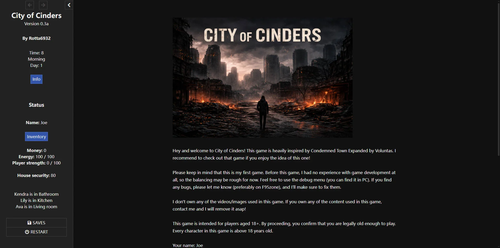 [PC][HTML/真人/NTR/]灰烬之城/City of Cinders v0.3a 浏览器汉化 [1.53GB] - 芒果游戏库-芒果游戏库